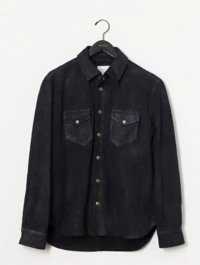 Billy Reid Savoy Waxed Suede Workshirt - Navy