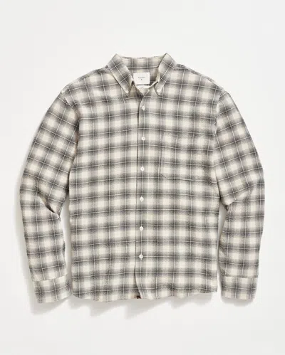 Billy Reid Shadow Plaid Seersucker Tuscumbia Shirt Button Dow In Tinted White/black