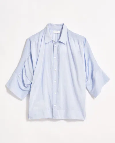 Billy Reid Shirred Sleeve Blouse In Pebble Blue