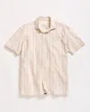 Billy Reid Short Sleeve Barre Stripe Treme Shirt In Natural