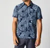 Billy Reid Short Sleeve Botanical Treme Block Shirt In Indigo In Multi