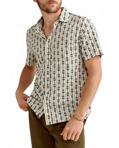 Billy Reid Short Sleeve Boucle Treme Shirt In Dobby Stripe Black/white In Multi
