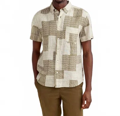 Billy Reid Short Sleeve Brick Tuscumbia Shirt In Olive Multi In Green