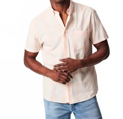 Billy Reid Short Sleeve Button Down Shirt In Pale Coral In White