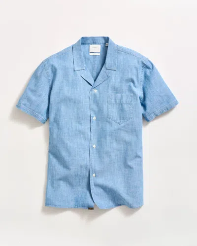 Billy Reid Short Sleeve Chambray Camp Shirt In Light Chambray