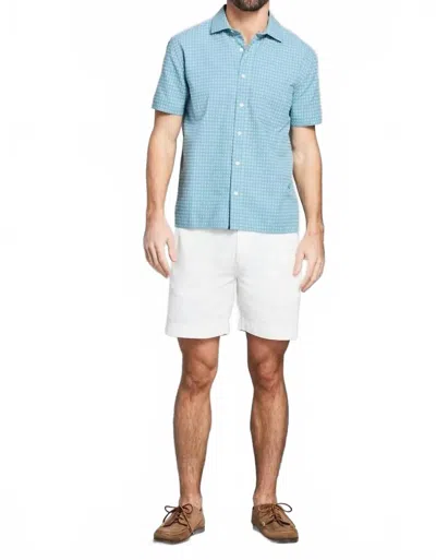 Billy Reid Short Sleeve Check Dobby Treme Shirt In Steel Blue Tinted White In Brown
