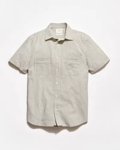 Billy Reid Short Sleeve Dobby Stripe Donelson Shirt In Gray