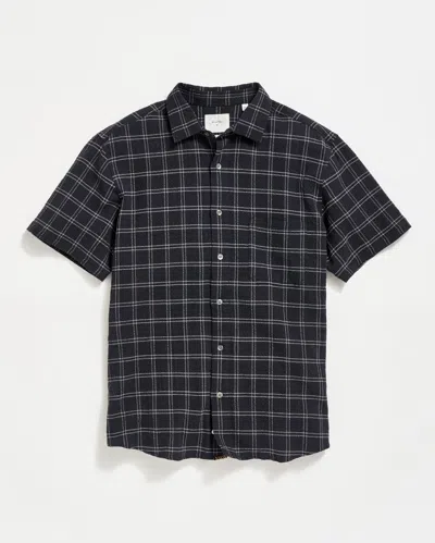 Billy Reid Short Sleeve Grid Plaid Seersucker Tuscumbia Shirt In Black