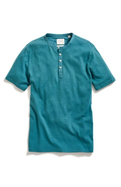 Billy Reid Short Sleeve Hemp & Cotton Henley In Blue