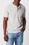 Billy Reid Short Sleeve Hemp & Cotton Henley In Silver