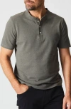 Billy Reid Short Sleeve Hemp Cotton Henley In Washed Grey