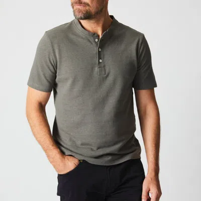 Billy Reid Short Sleeve Hemp Cotton Henley In Gray