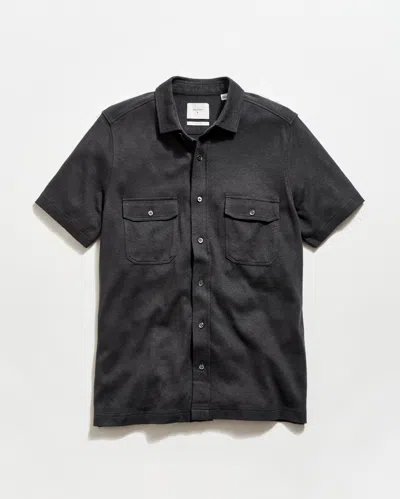 Billy Reid Short Sleeve Hemp Cotton Knit Shirt In Gray