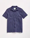 Billy Reid Short Sleeve Hemp Cotton Knit Shirt In Navy