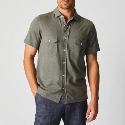 Billy Reid Short Sleeve Hemp Cotton Knit Shirt In Green