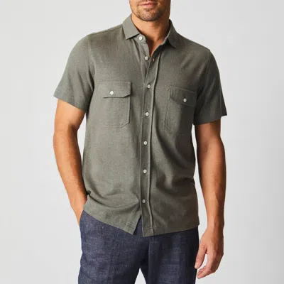 Billy Reid Short Sleeve Hemp Cotton Knit Shirt In Grey