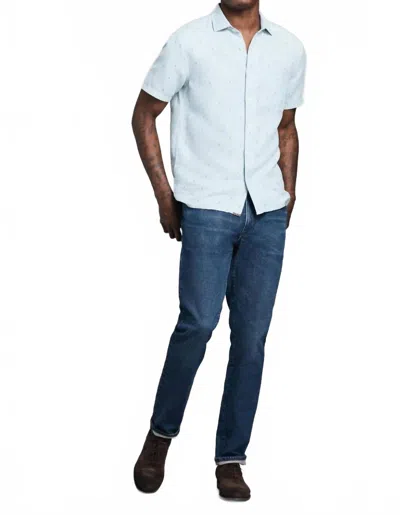 Billy Reid Short Sleeve Herringbone Treme Shirt In Sky Blue