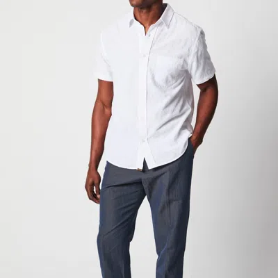 Billy Reid Short Sleeve Jacquard Cypress Shirt In White
