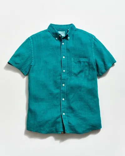 Billy Reid Short Sleeve Linen Tuscumbia Shirt Button Down In Blue