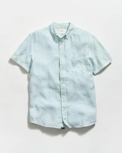 Billy Reid Short Sleeve Linen Tuscumbia Shirt Button Down In Blue