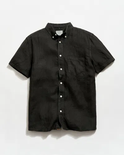 Billy Reid Short Sleeve Linen Tuscumbia Shirt Button Down In Brown