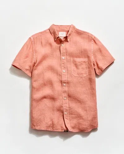 Billy Reid Short Sleeve Linen Tuscumbia Shirt Button Down In Pink
