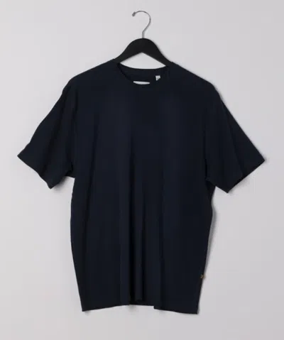 Billy Reid Short Sleeve Rib Crew - Carbon Blue