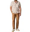 Billy Reid Short Sleeve Stained Glass Treme Block Shirt In White/british Khaki In Multi