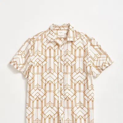 Billy Reid Short Sleeve Stained Glass Treme Block Shirt In Neutral