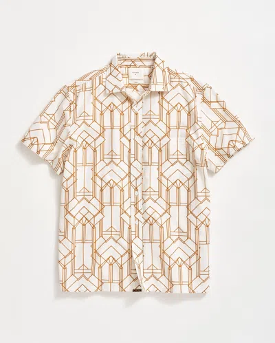 Billy Reid Short Sleeve Stained Glass Treme Block Shirt In White