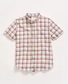 Billy Reid Short Sleeve Tattersail Plaid Tuscumbia Shirt Button Down In Oak/multi