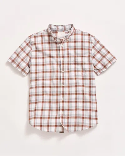 Billy Reid Short Sleeve Tattersail Plaid Tuscumbia Shirt Button Down In Oak/multi