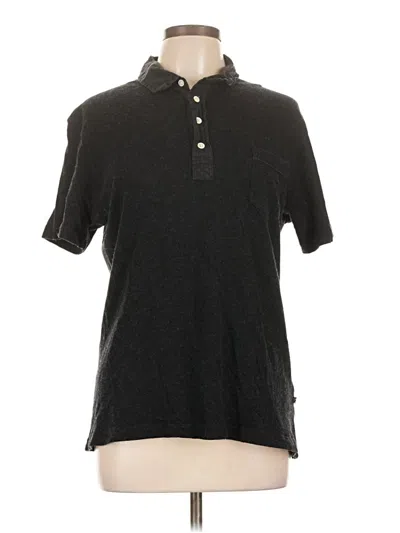 Pre-owned Billy Reid Short Sleeve Top Black Collared Neckline Tops
