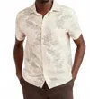 Billy Reid Short Sleeve Watercolor Lily Jacquard Treme Shirt In Beige In Yellow