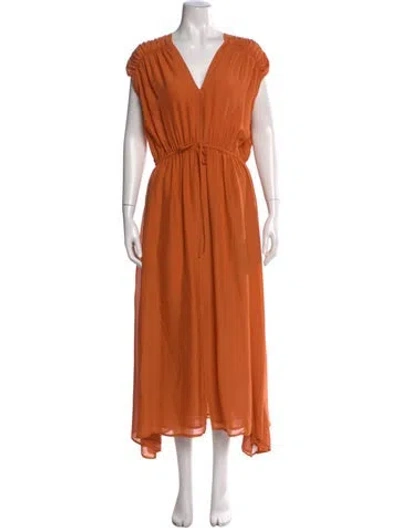 Pre-owned Billy Reid Silk Long Dress In Orange