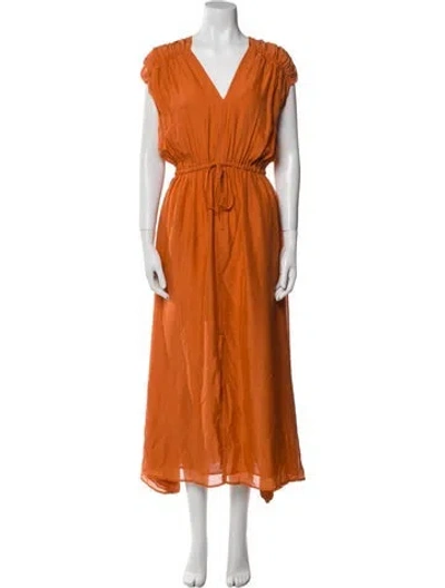 Pre-owned Billy Reid Silk Long Dress In Orange