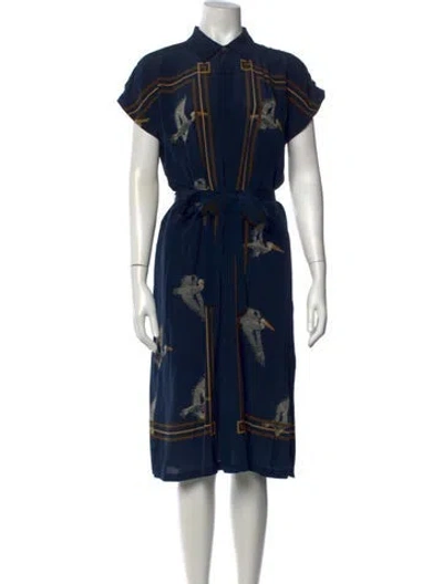Pre-owned Billy Reid Silk Midi Length Dress In Blue