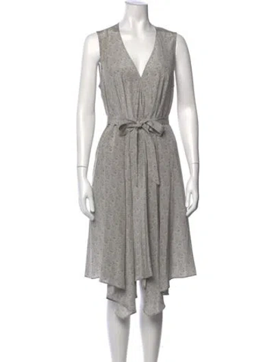 Pre-owned Billy Reid Silk Midi Length Dress In Gray