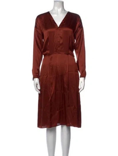 Pre-owned Billy Reid Silk Midi Length Dress W/ Tags In Brown