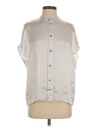 Pre-owned Billy Reid Sleeveless Silk Top Silver Metallic Pattern Mock Neckline Tops