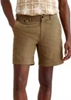 Billy Reid Slub Cotton Moore Short In Moss Green In Brown