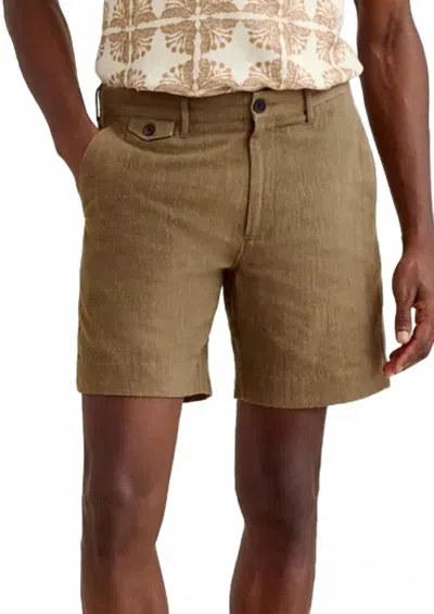 Billy Reid Slub Cotton Moore Short In Moss Green In Brown