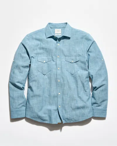 Billy Reid Slub Cotton Scout Shirt In Blue
