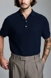 Billy Reid Solid Cotton Piqué Polo Sweater In Blue