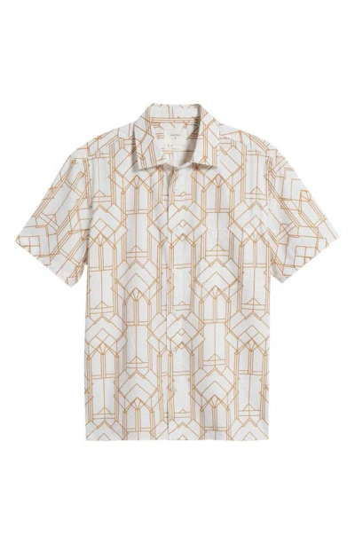 Billy Reid Stained Glass Short Sleeve Button-up Shirt In White/ British Khaki