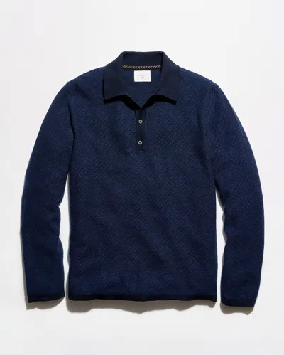 Billy Reid Step Jacquard Sweater Polo In Blue