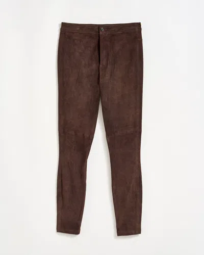 Billy Reid Stretch Suede Fly Front Legging In Java