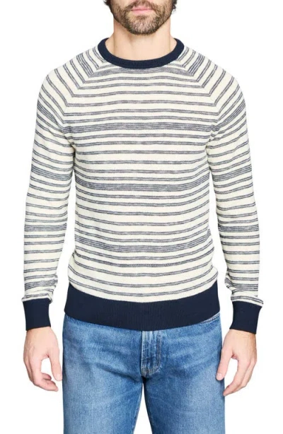 Billy Reid Stripe Crewneck Cotton Sweater In Blue