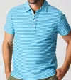 Billy Reid Stripe Hemp Cotton Polo Shirt In Day Blue In Multi