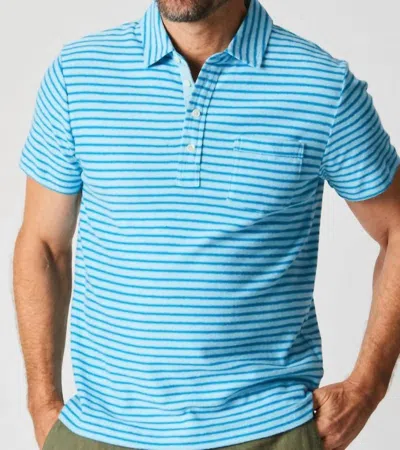 Billy Reid Stripe Hemp Cotton Polo Shirt In Day Blue